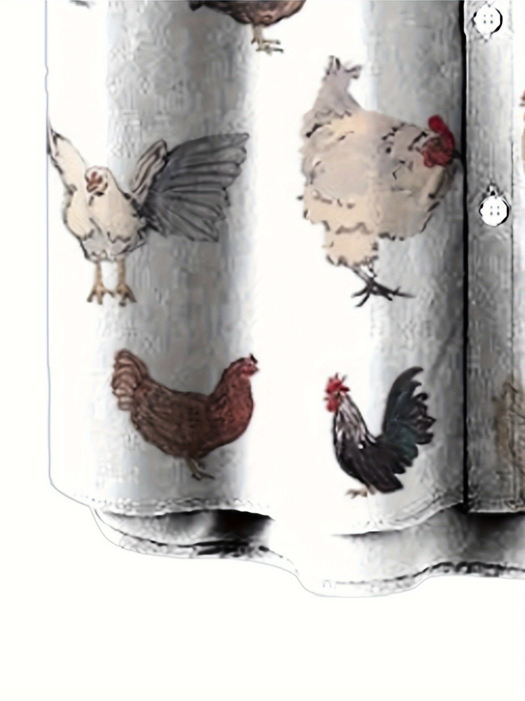 Rooster Pattern Men's Short Sleeve Shirt For Summer