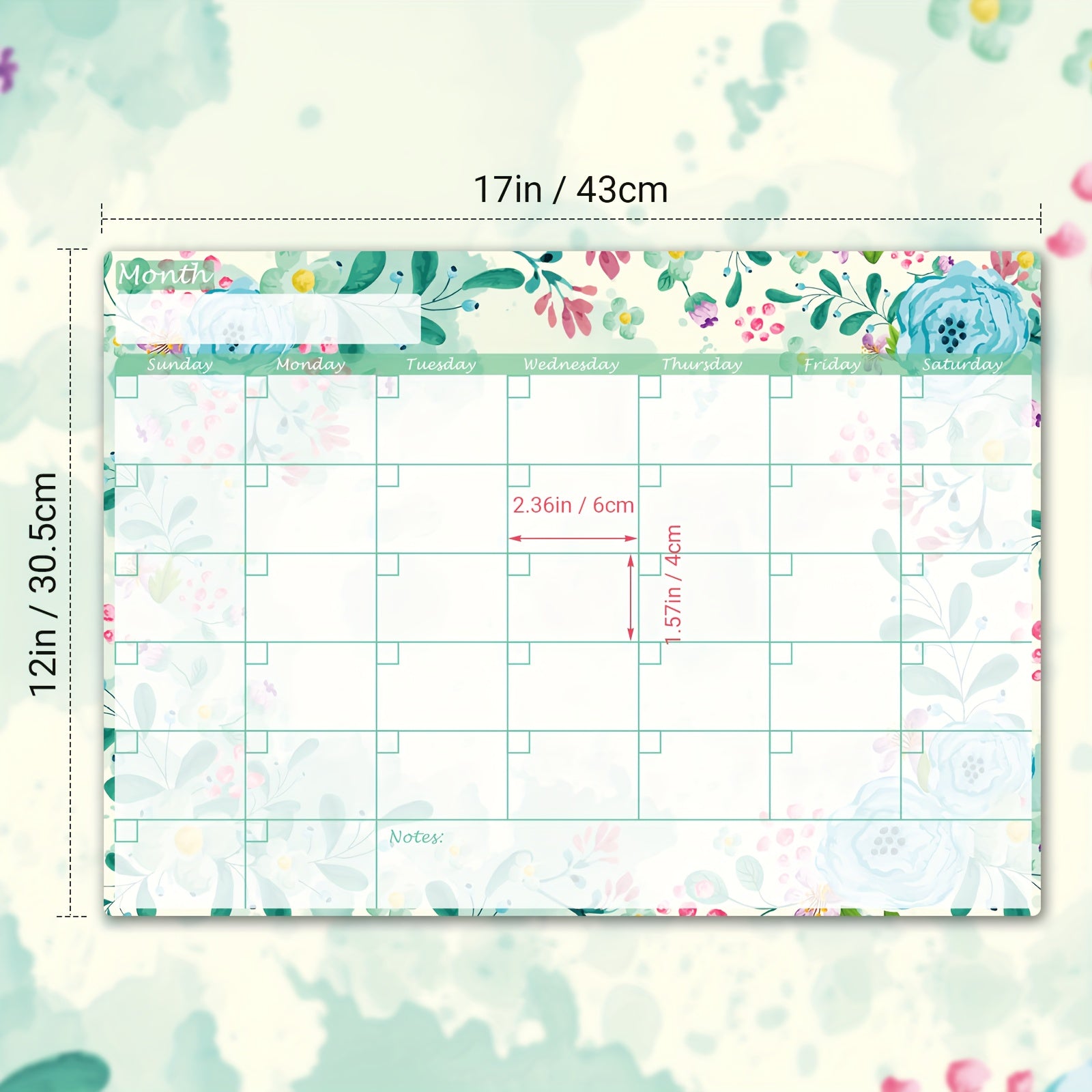 Magnetic Dry Erase Calendar for Refrigerator 17x12