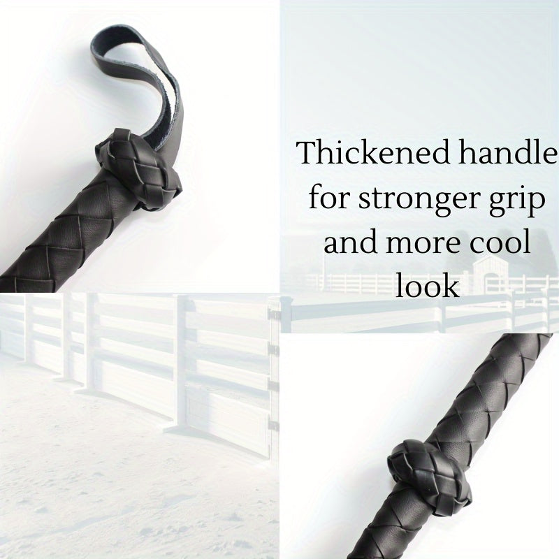 91IN Long Horse Whip PU Material with Nail Leather Equestrian Prop