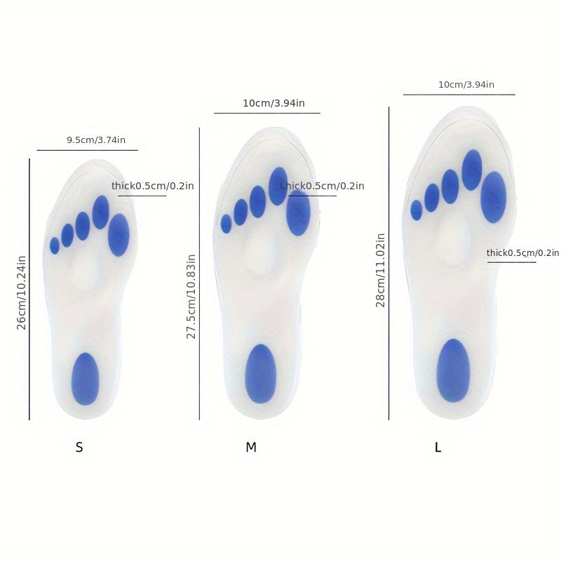 Silicone Insoles Full Sole Pads Plantar Fasciitis Heel Spurs Support