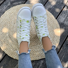 Women's High Top Canvas Sneakers Round Toe Lace Up Skate Shoes