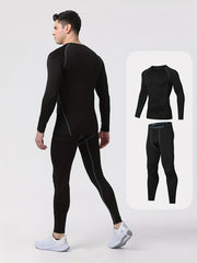 Men's High Stretch Gym Fitness Set Long Sleeve T shirt And Legging Set