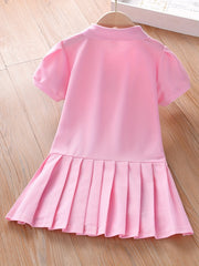 Girls Casual Polo Neck Uniform Dress For Summer Holiday Kids Clothes