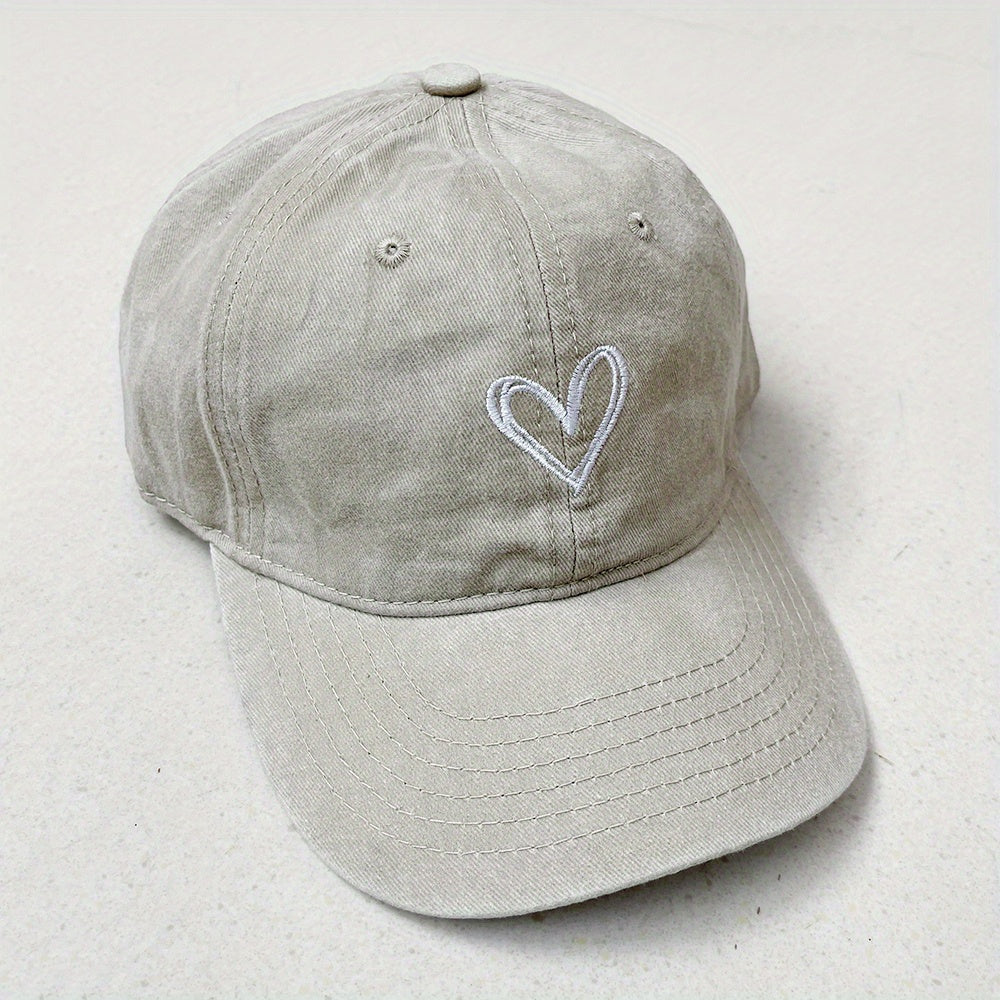 Love Embroidery Washed Cap Soft Top Vintage Baseball Cap