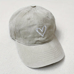 Love Embroidery Washed Cap Soft Top Vintage Baseball Cap