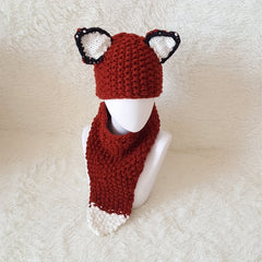 Kids Cartoon Squirrel Hat & Scarf Set