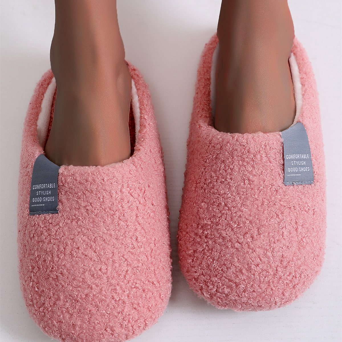 Women's Letter Patch Fluffy Bedroom Slippers