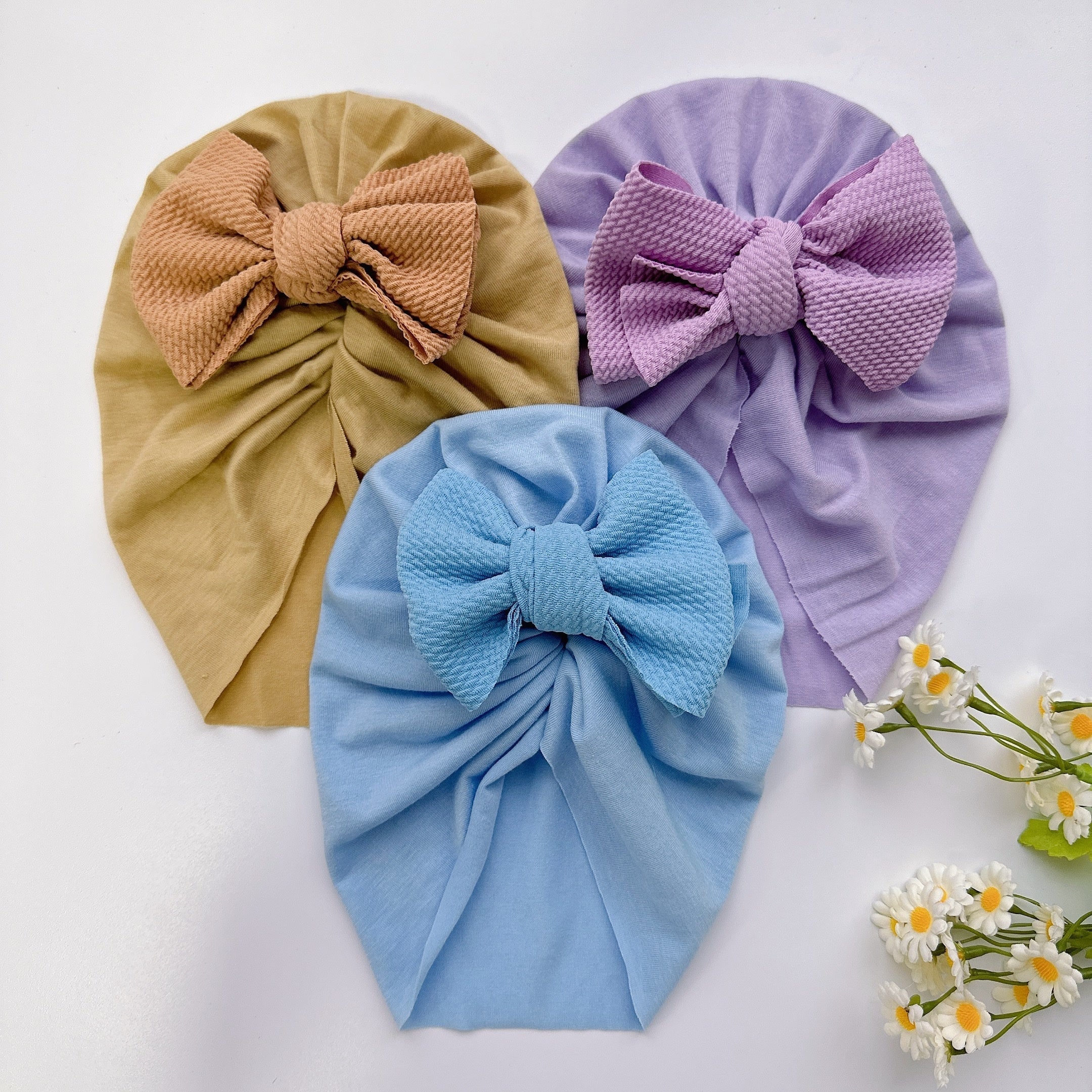 Baby Girls Twill Bubble Bownot Turban Hair Wrap Accessories