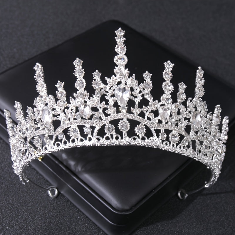 Baroque Crystal Golden Metal Bridal Crown Tiara Wedding Bridal Tiara