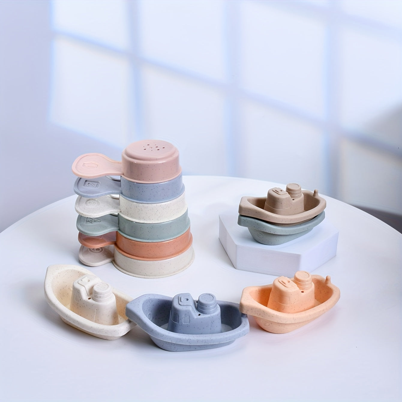 Baby Bath Toy Boat Jenga Sensory Toy Montessori Stacked Toys