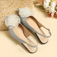 Women's Flower Decor Pointed Toe Flat Shoes