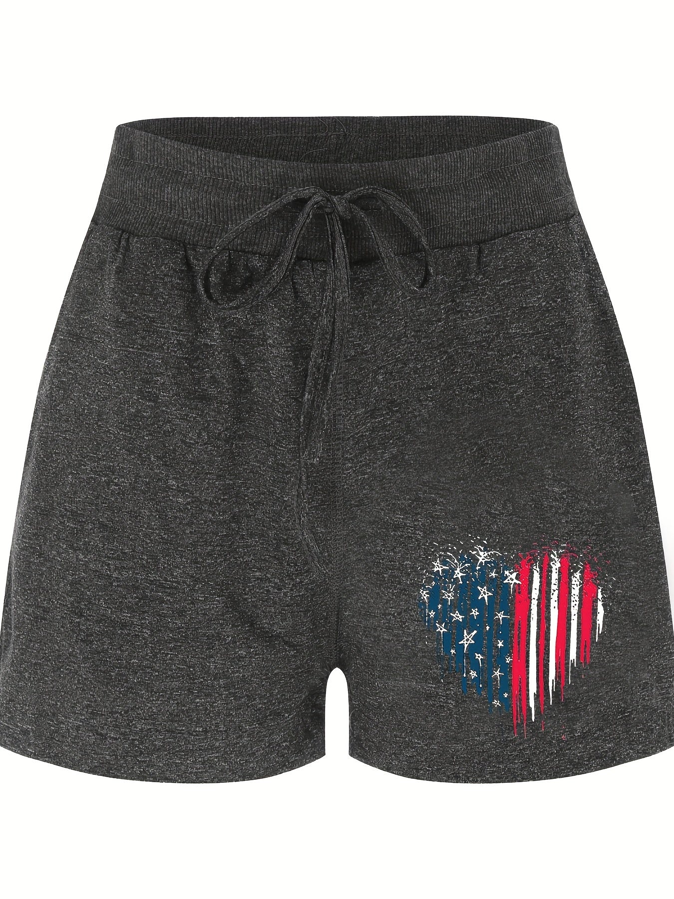 Heart Print Drawstring Shorts Casual Shorts For Spring & Summer Women's Clothing