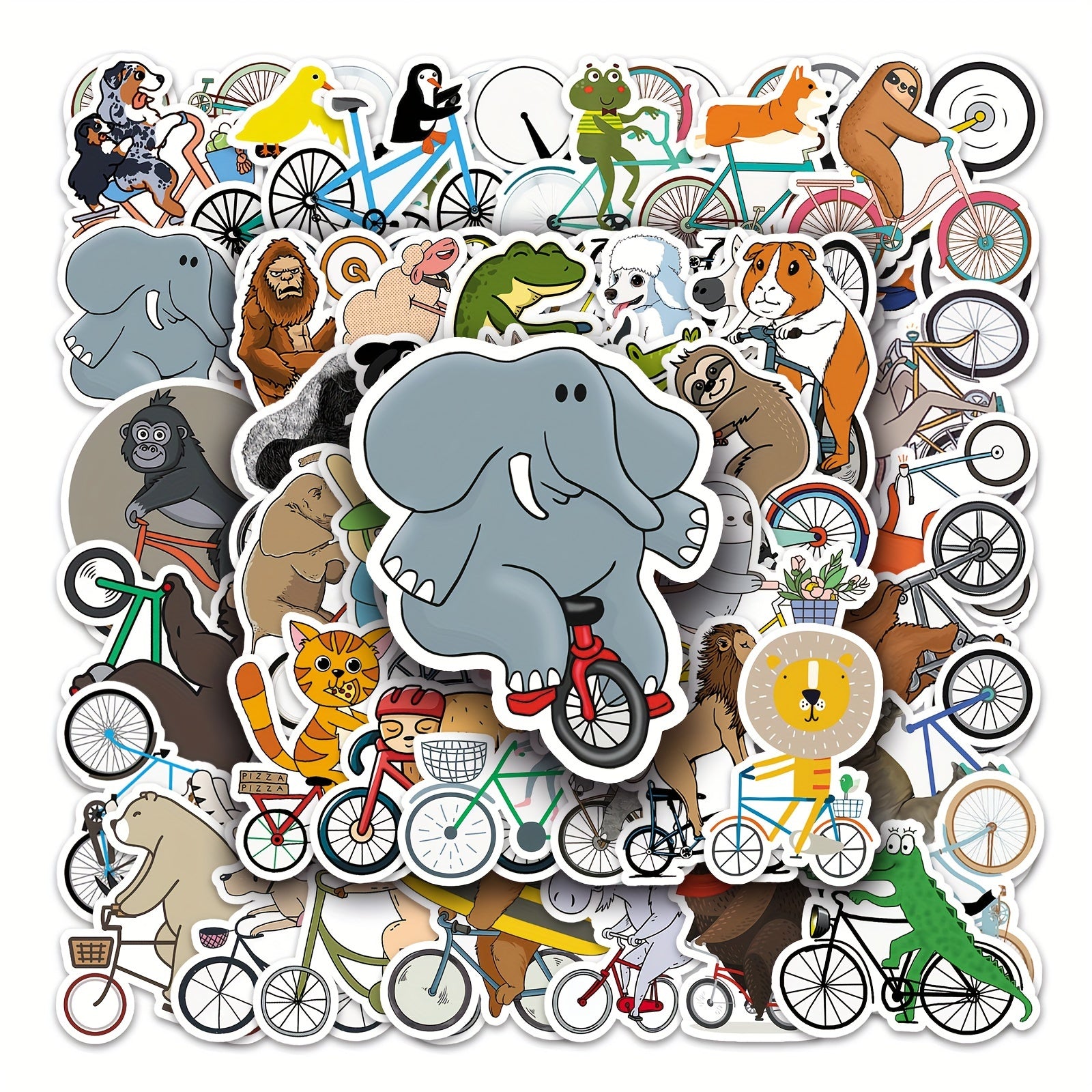 50pcs Animal Bicycle Series Stickers for Laptop Helmet Water Cup