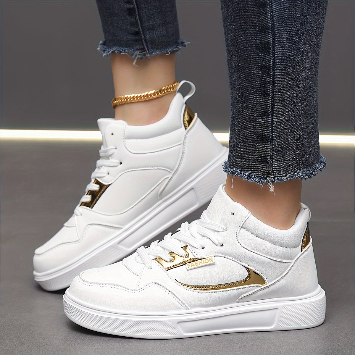Faux Leather High Top Flat Skate Shoes Casual Versatile Wear Resistance Non Slip