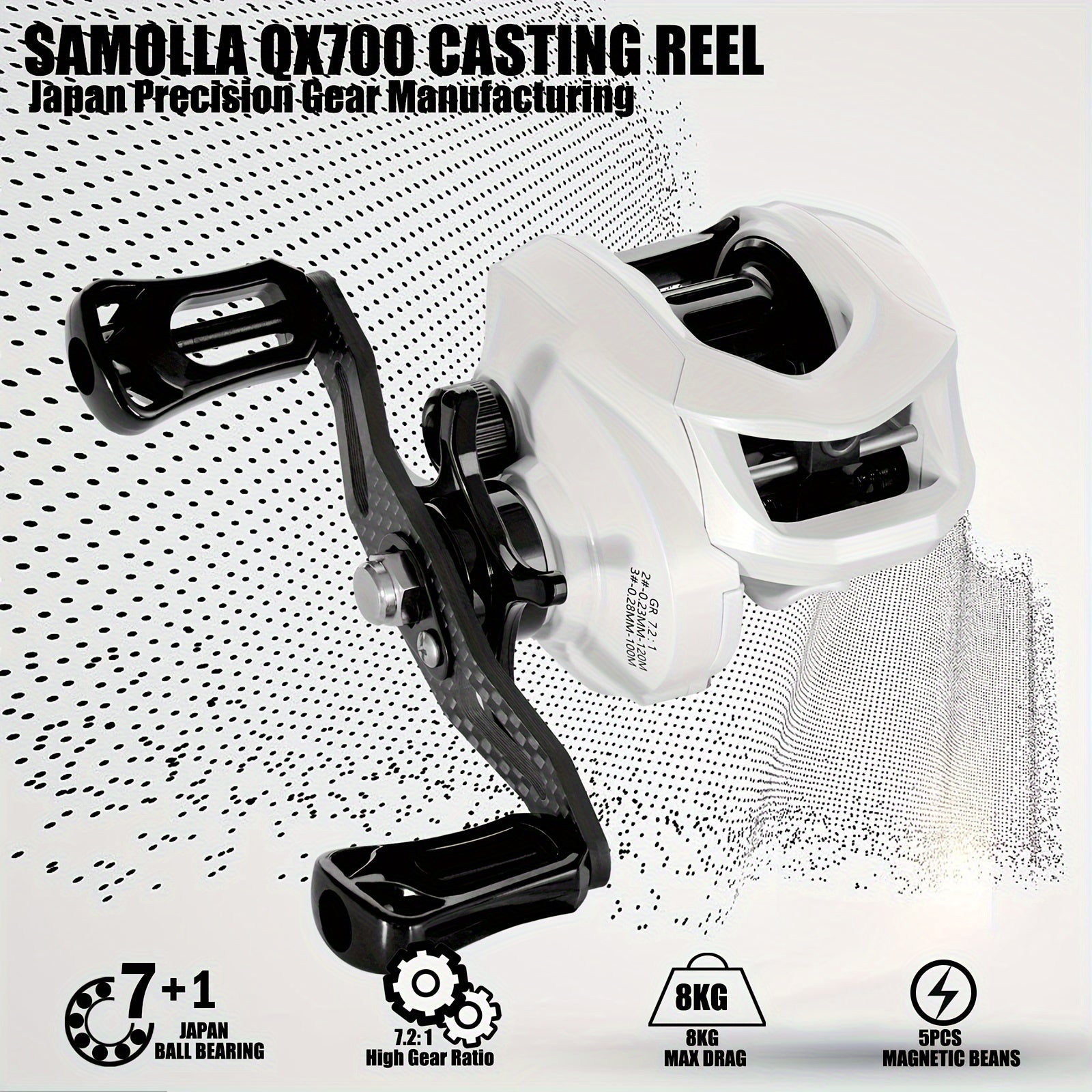 Waterproof Light Baitcasting Reel 7.2:1 Gear Ratio Fishing Reel