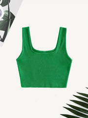 Ribbed Square Neck Crop Tank Top Y2K Sleeveless Tank Top Summer
