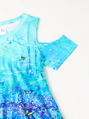 Girls Magic Forest Cold Shoulder Dress