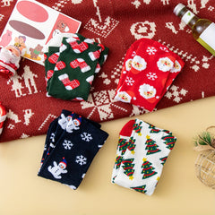 4 Pairs Christmas Print Socks Warm & Mid Tube Women's Stockings