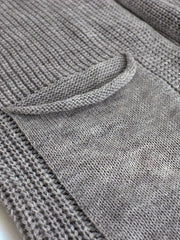 Solid Bat Sleeve Open Front Cardigan With Pockets
