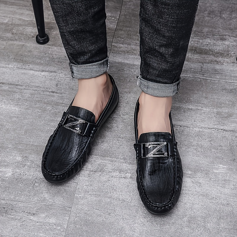 Men's Slip On Loafer Flat Shoes Brown Grey