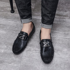 Men's Slip On Loafer Flat Shoes Brown Grey