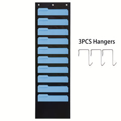 Hanging Wall File Organizer With 10 Pockets - File Folders, Assignments, Papers