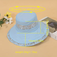 Lace Stitching Mesh Bucket Hat Wide Brim Thin Basin Hat