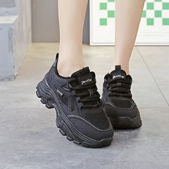 Anti Slip Thick Bottom Sporty Running Shoes Breathable Lace Up Dad Shoes