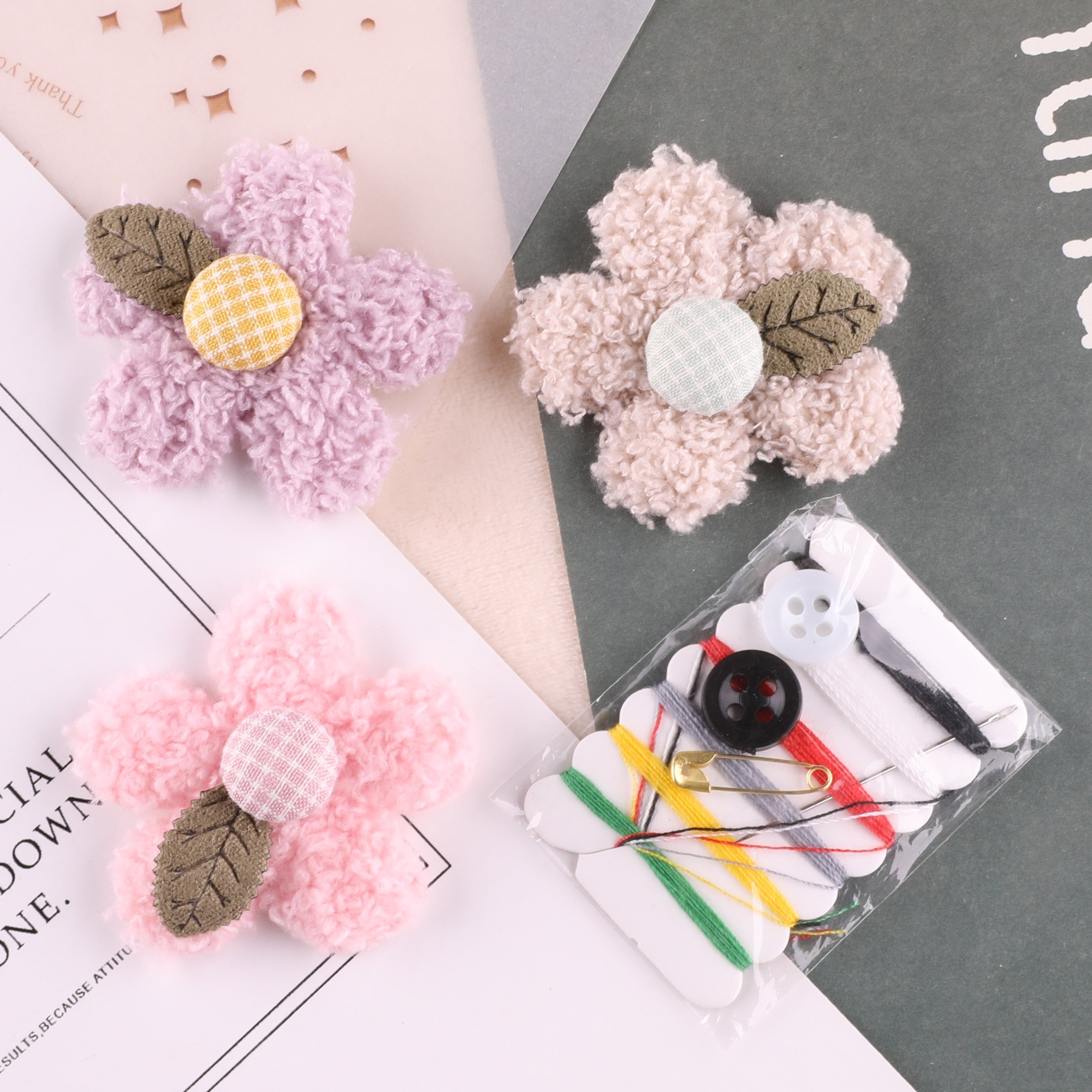 4pcs Small Plush Flower Hair Accessories for Girls