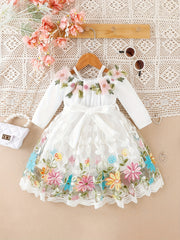 2pcs Baby Girl Halter Lace Dress & Belt Set