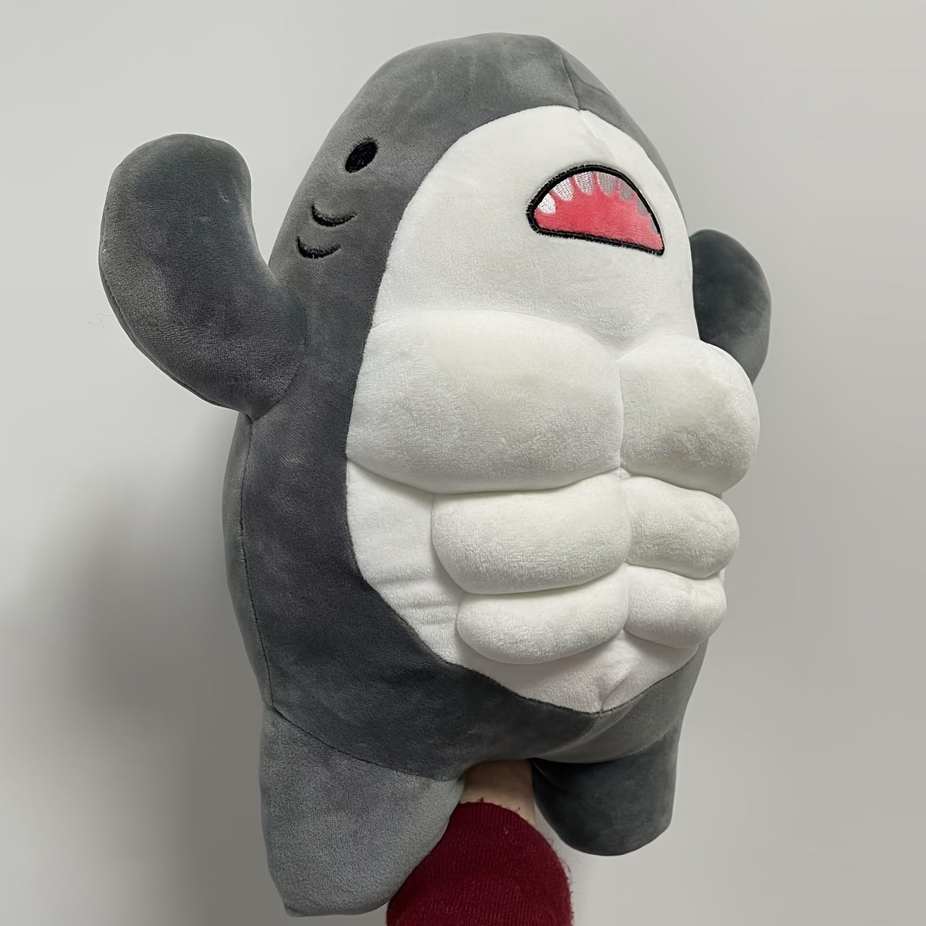 Large Shark Plush Toy 15 7in Soft Fuzzy Cuddly Stuffed Animal Grey Furry Shark