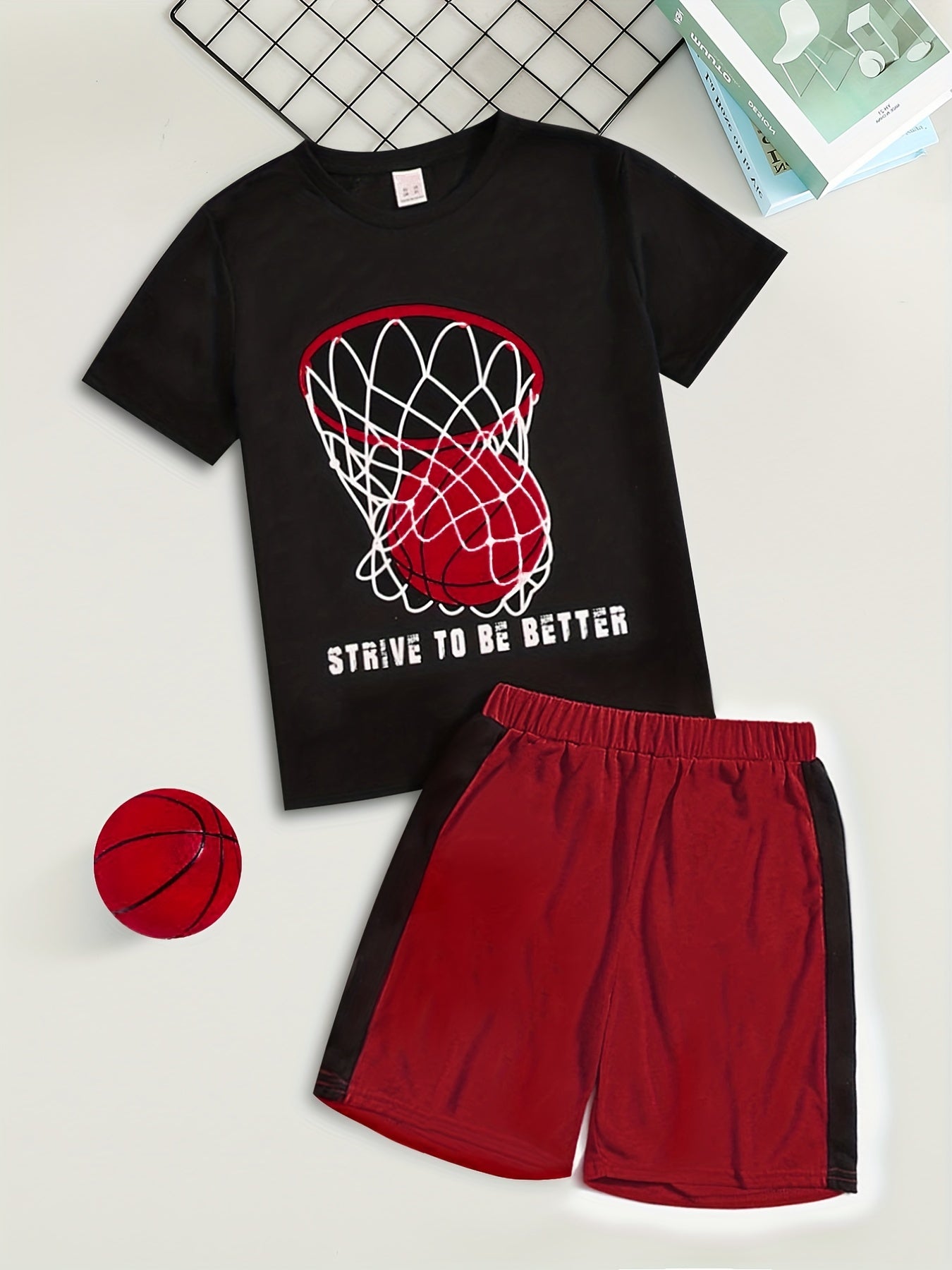 Boys Dinosaur Block Outfit Shorts & Round Neck T shirt Casual Kids Summer