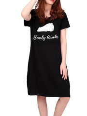 Bear Print NightDress Short Sleeve Pajama Dress