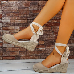 Women's Cross Strappy Wedge Sandals Slingback Espadrilles
