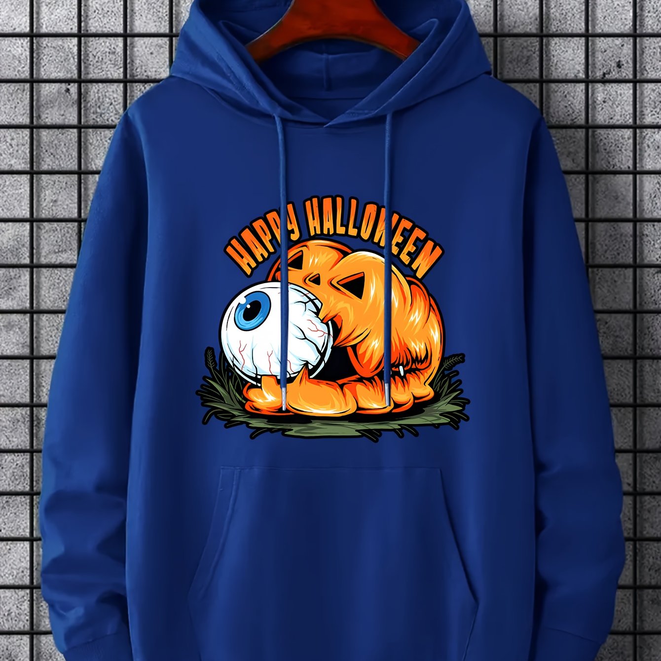 Men's Eyeball & Pumpkin Graphic Hoodie Halloween Style