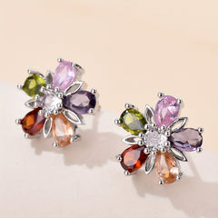 2PCS Silver Sunflower Shape Earring For Ladies Ear Stud
