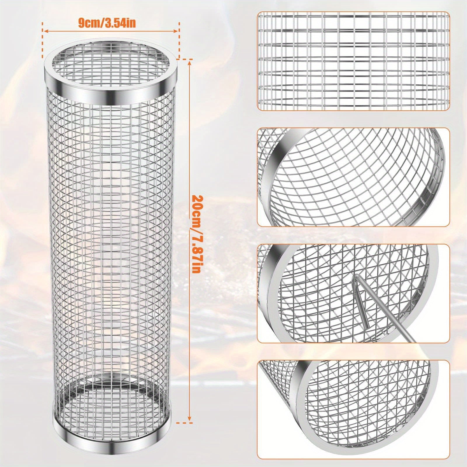 Portable Rolling BBQ Basket for Veggies Fries Seafood Meat