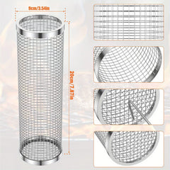Portable Rolling BBQ Basket for Veggies Fries Seafood Meat