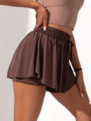Women's Ice Silk 2-in-1 Sports Shorts with Side Pocket - Yoga & Golf