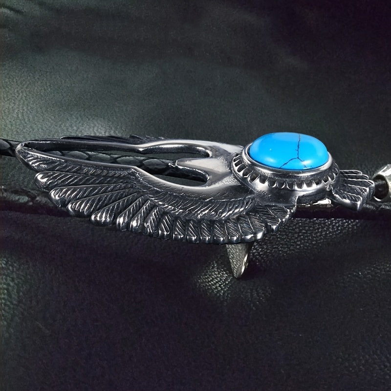 Turquoise Eagle Bolo Tie Steel Soaring Eagle Collar Rope Wings Shirt Accessories