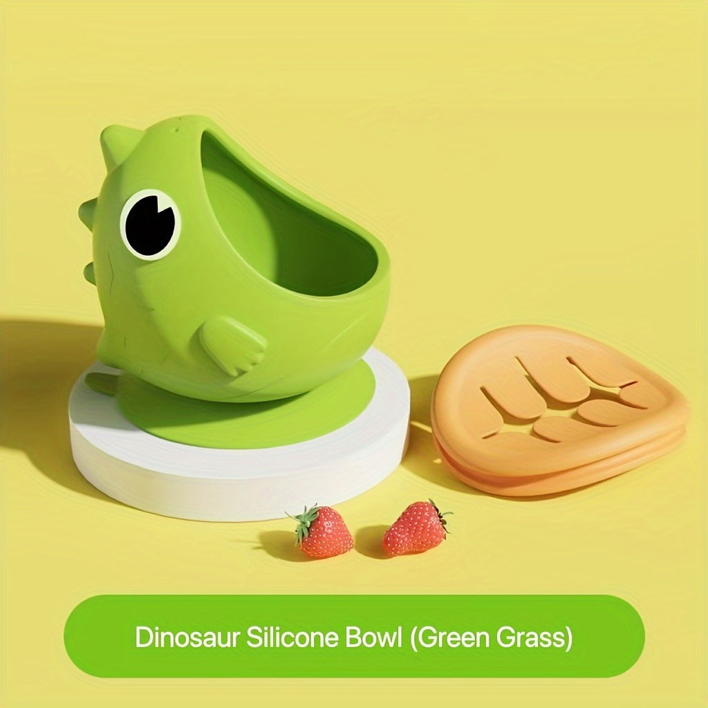 Dinosaur Silicone Bowl Anti-fall and Anti-scalding Tableware