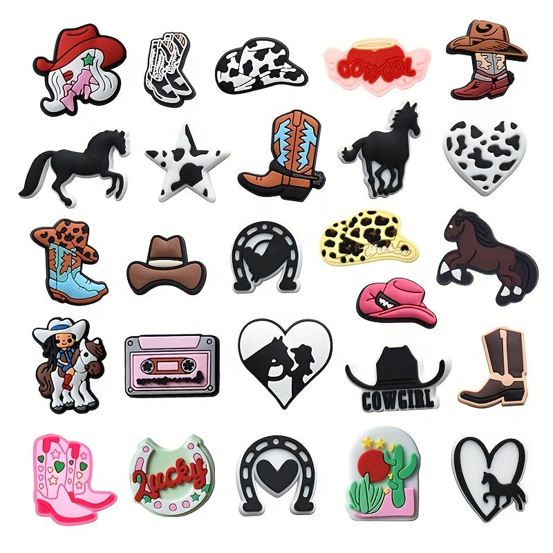 26pcs Cowboy Charms For Bubble Slides Sandals PVC Shoe Decorations Accessories
