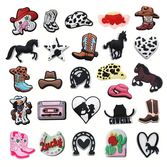 26pcs Cowboy Charms For Bubble Slides Sandals PVC Shoe Decorations Accessories