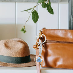 Embossed Daisy Charm Keychain for Women