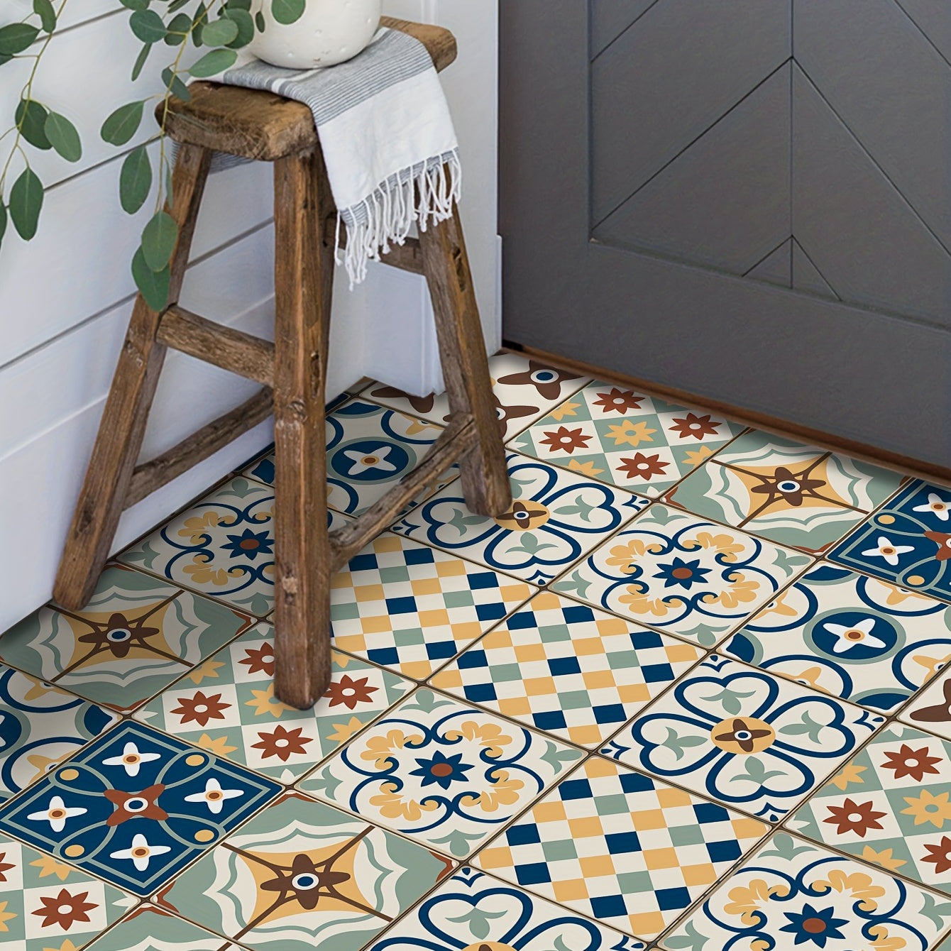 9pcs Moroccan Peel And Stick Tiles Stickers Thick Wallpaper Waterproof