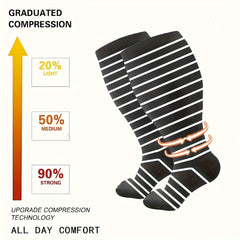 3 Pairs Plus Size Compression Socks 15-20 mmHg Circulation Support