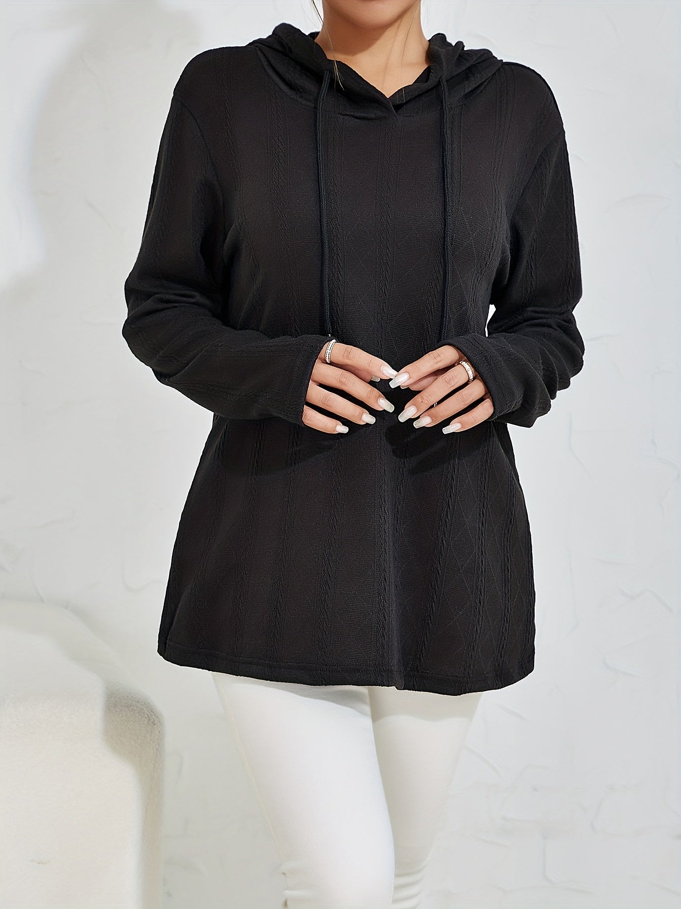 Solid Drawstring Long Sleeve Hoodie Casual Comfy Stylish Loose Sweatshirt