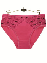6pcs Floral Print Briefs Mid Rise Stretchy Panties Women's Underwear