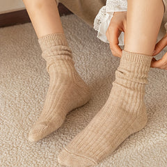 6 Pairs Solid Mid Tube Socks Women's Stockings