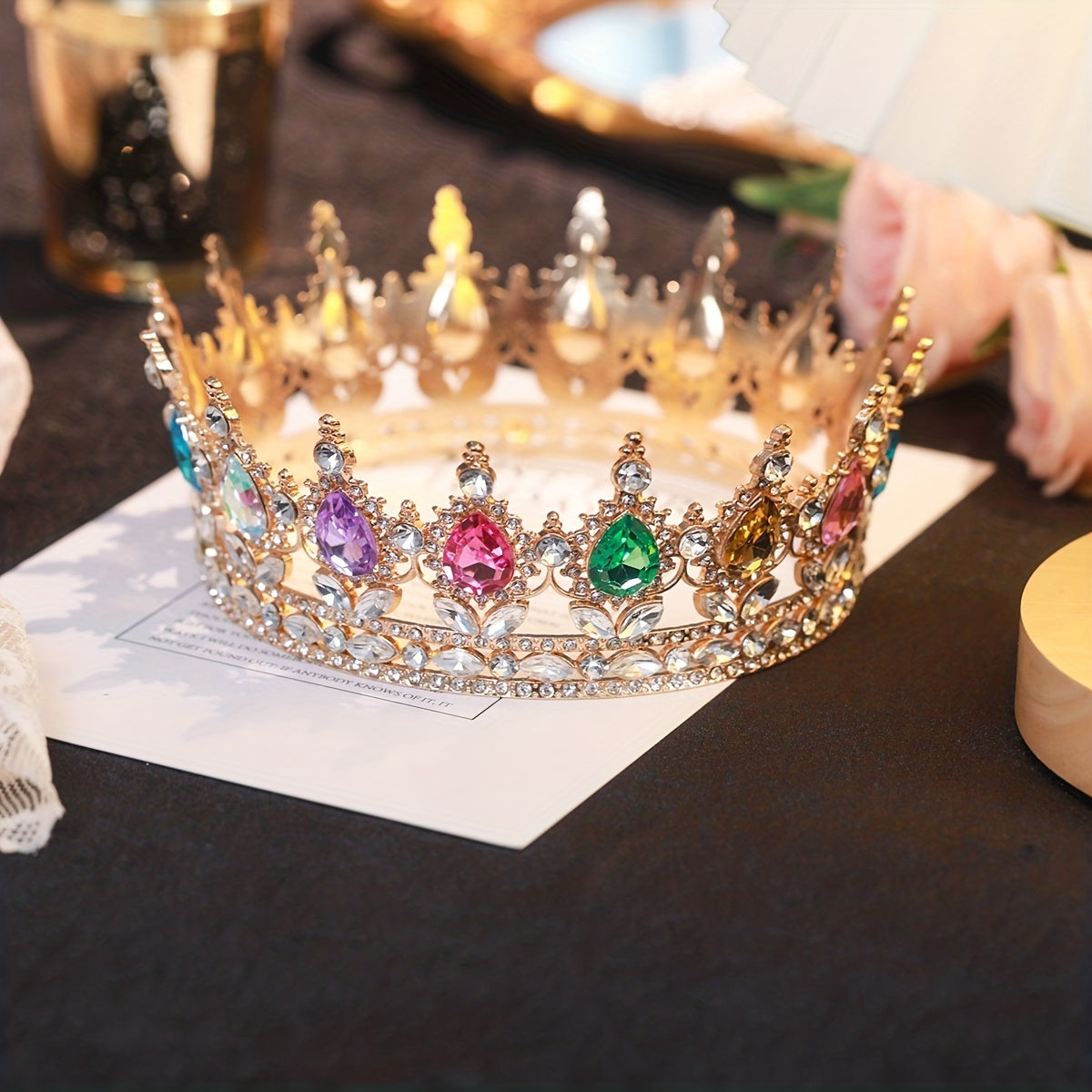 Colorful Zircon Crown Princess Crown for Girls